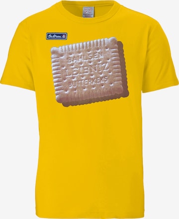 LOGOSHIRT Shirt 'Leibniz Keks' in Yellow: front