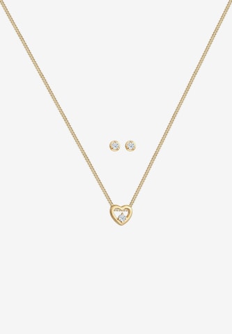 Elli DIAMONDS Jewelry Set 'Herz, Solitär' in Gold