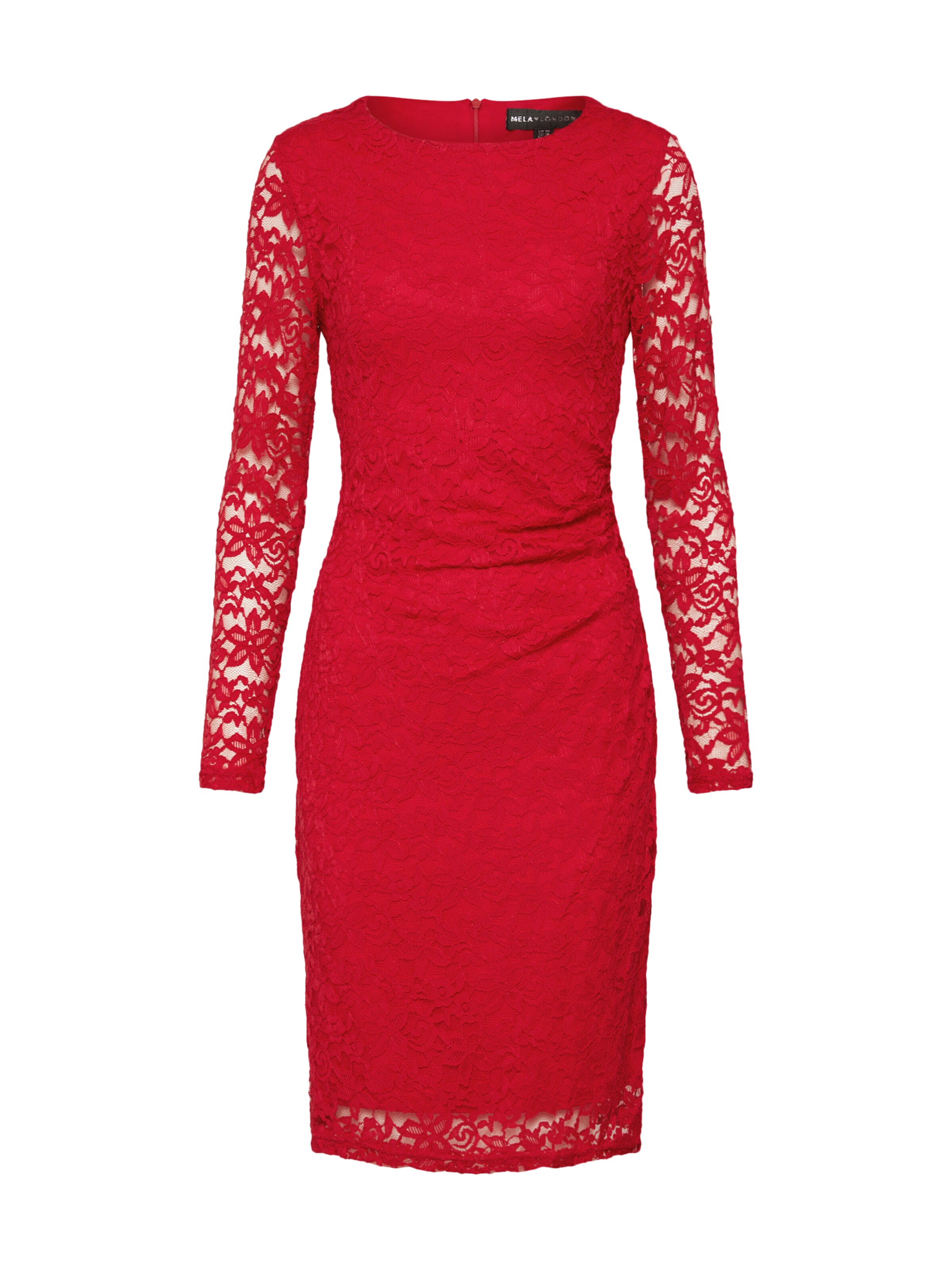 Mela London - Cocktailjurk 'RUCHED LACE BODYCON DRESS' in de kleur Rood