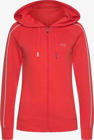 H.I.S Zip-Up Hoodie in Red: front