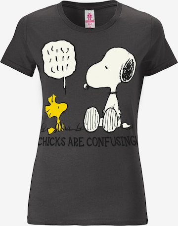 LOGOSHIRT T-Shirt 'Snoopy' in Grau: predná strana