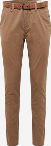 Coupe slim Pantalon chino TOM TAILOR DENIM en marron : devant