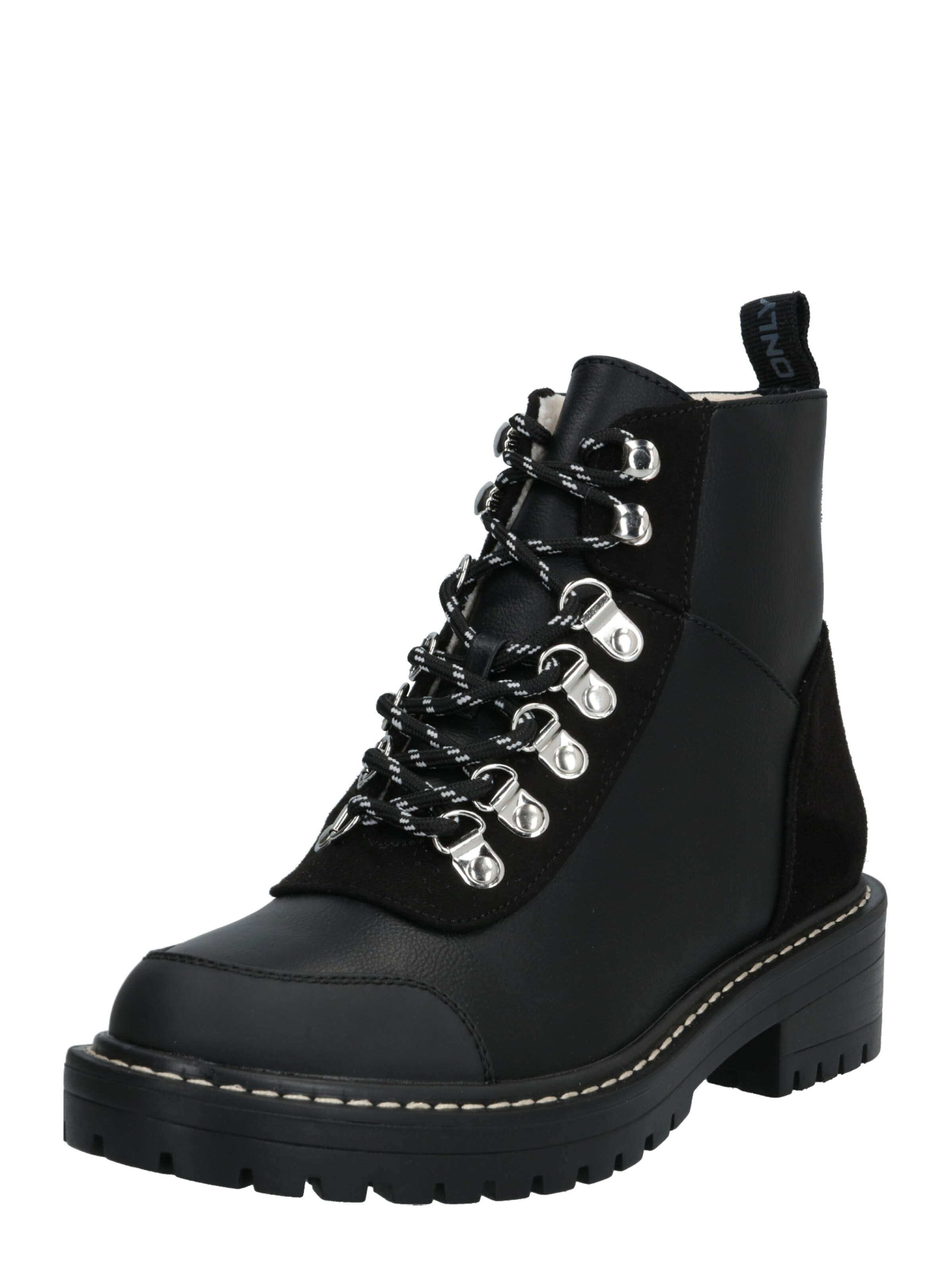 ONLY - Veterlaarsjes 'onlBOLD LACE UP PU WINTER BOOTIE' in de kleur Zwart