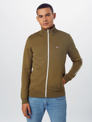 Tommy Jeans Regular Fit Sweatjacke 'ESSENTIAL' in Grün: predná strana