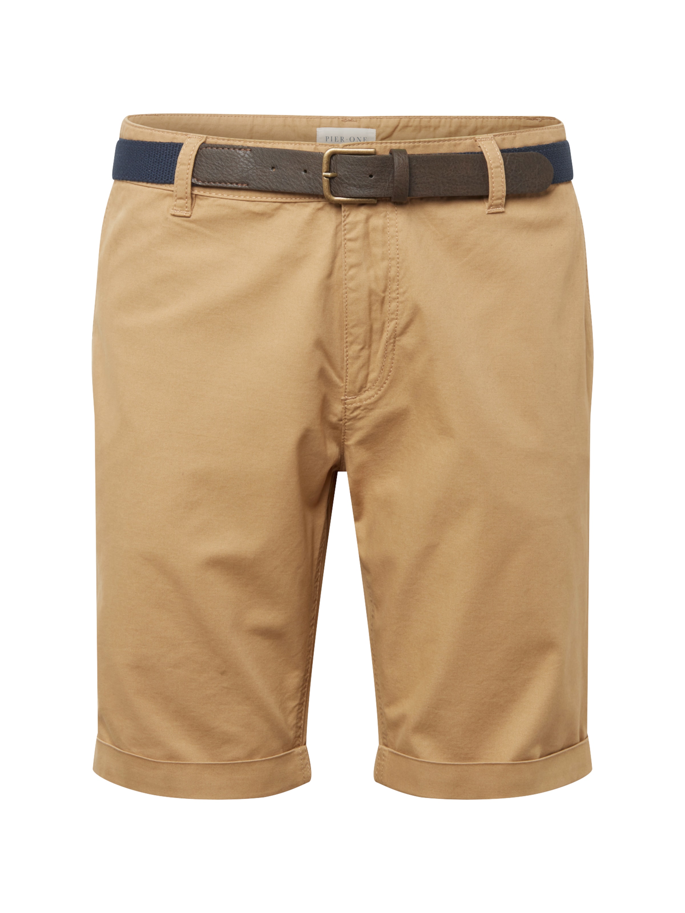 Pier One - Chino 'Belted Chino Short' in de kleur Beige