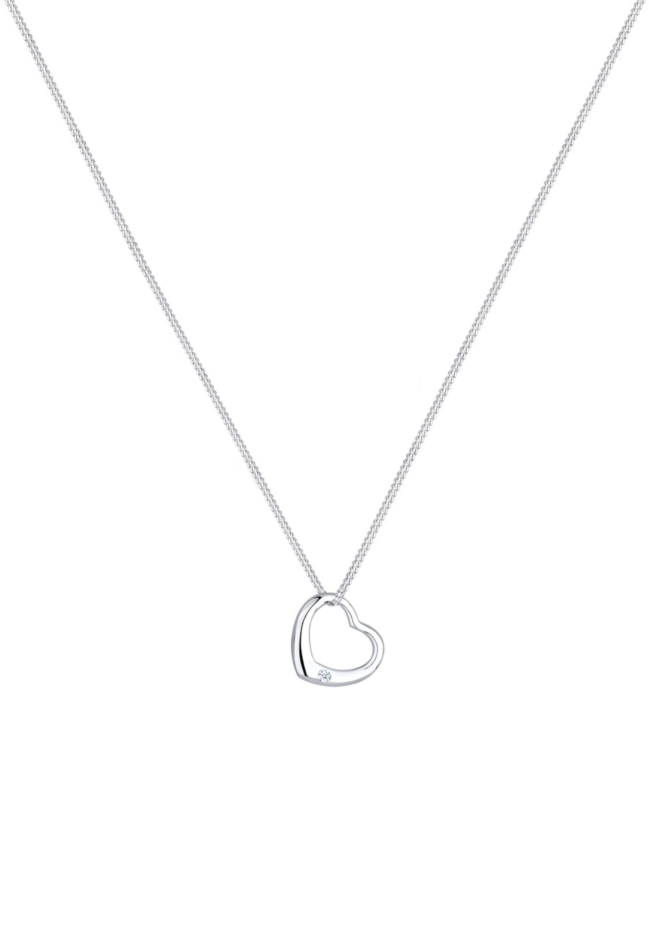 Elli DIAMONDS Ketting 'Herz' in Zilver
