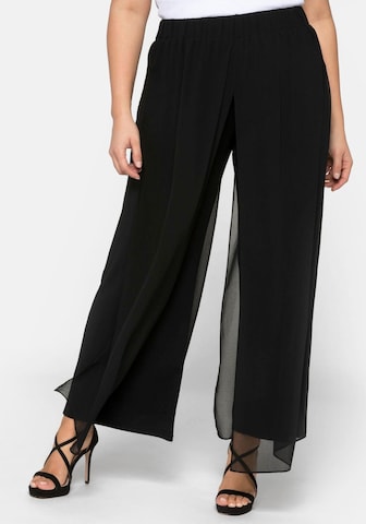 Wide leg Pantaloni de la SHEEGO pe negru: față