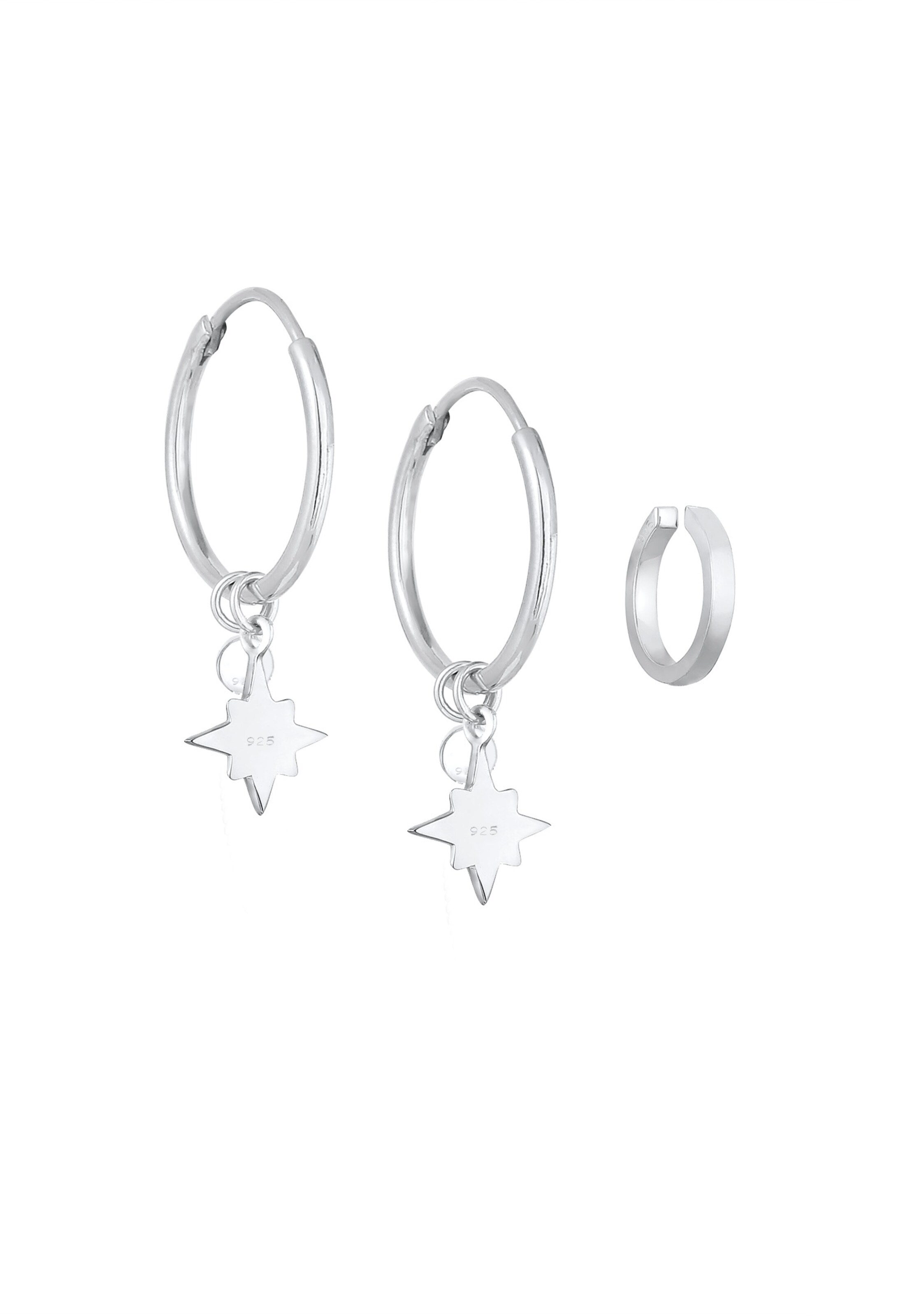 ELLI Oorbellen 'Creole, Earcuff, Sterne' in Zilver
