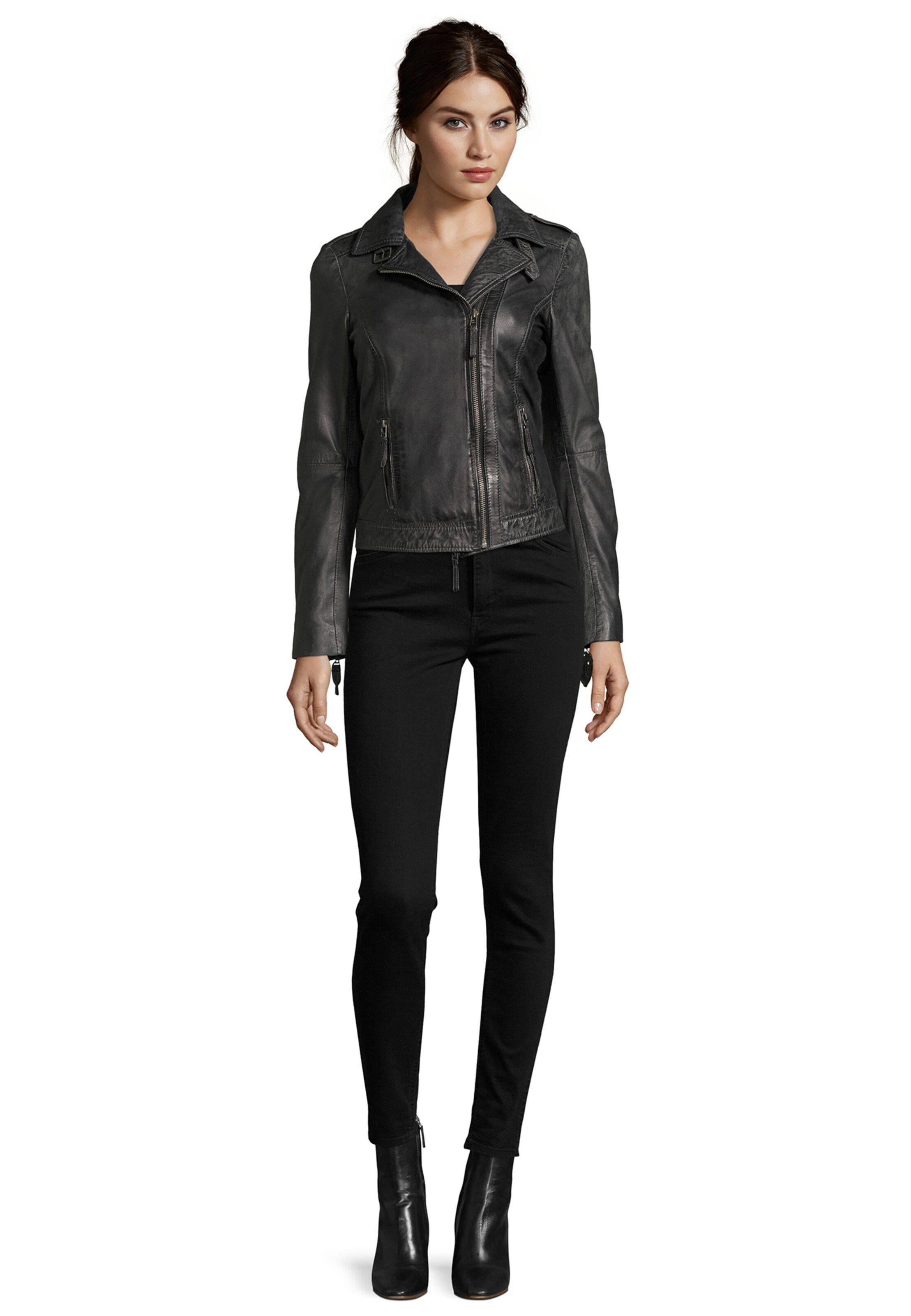 7ELEVEN Lederjacke in Grau