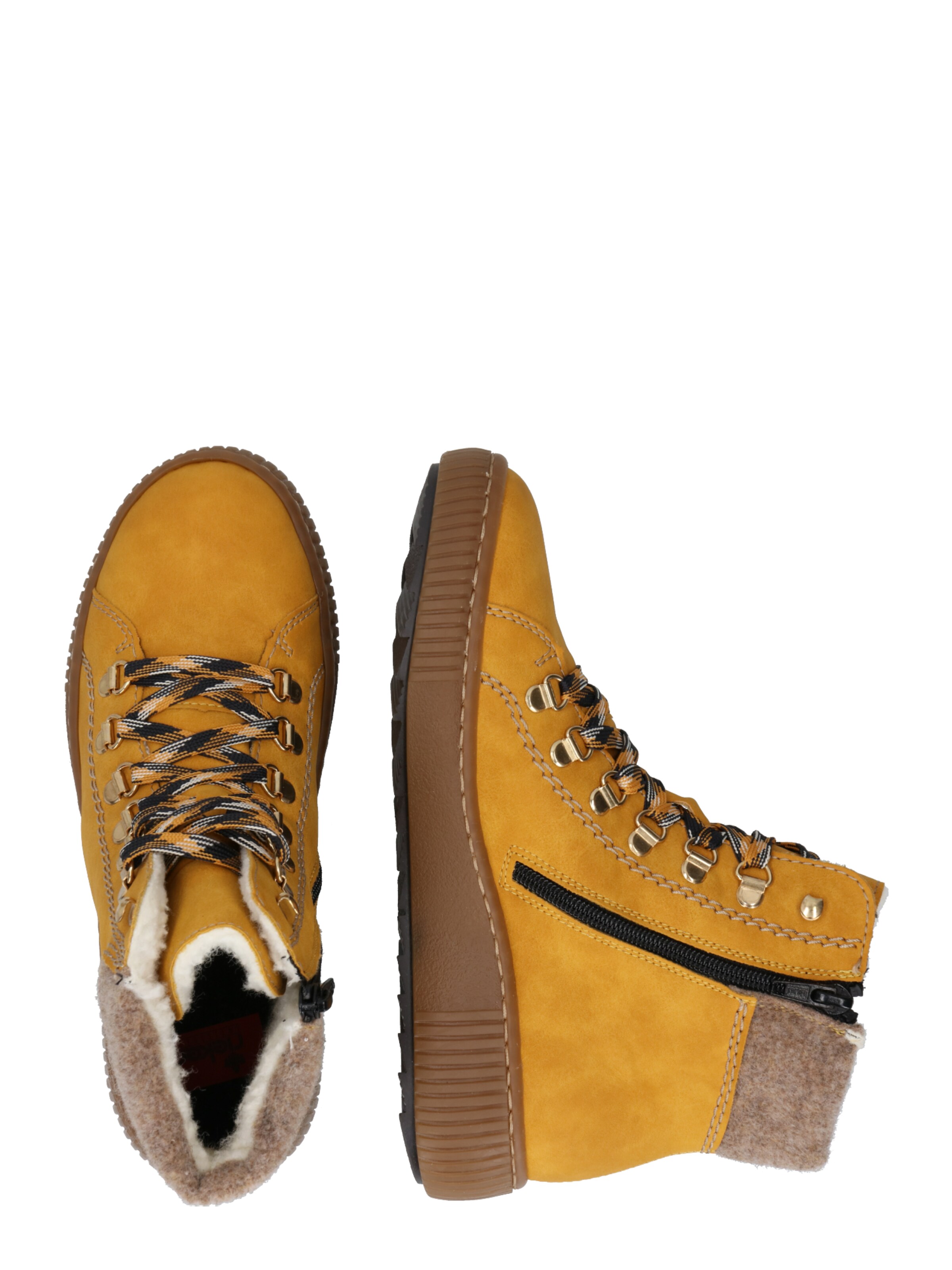 Rieker Fűzős rövid szárú csizmák - sárga