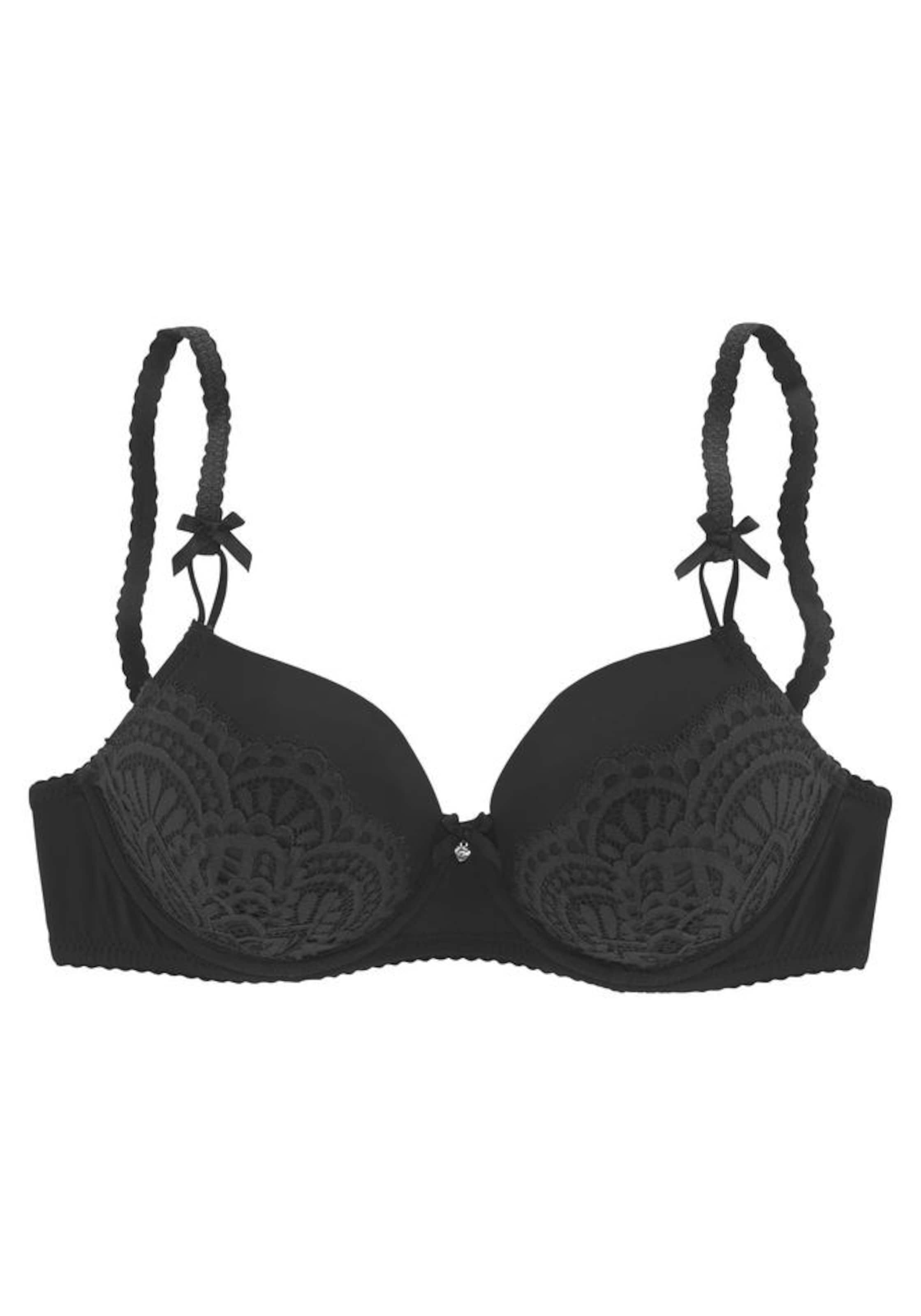 LASCANA Push-up Bra 'Aurora' in Black: front
