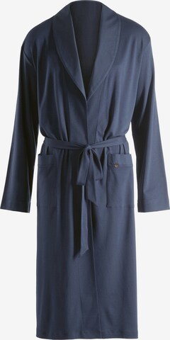 Hanro Long Bathrobe 'Day & Night' in Blue: front