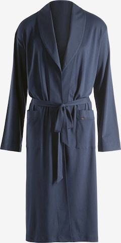 Hanro Long Bathrobe 'Day & Night' in Blue: front