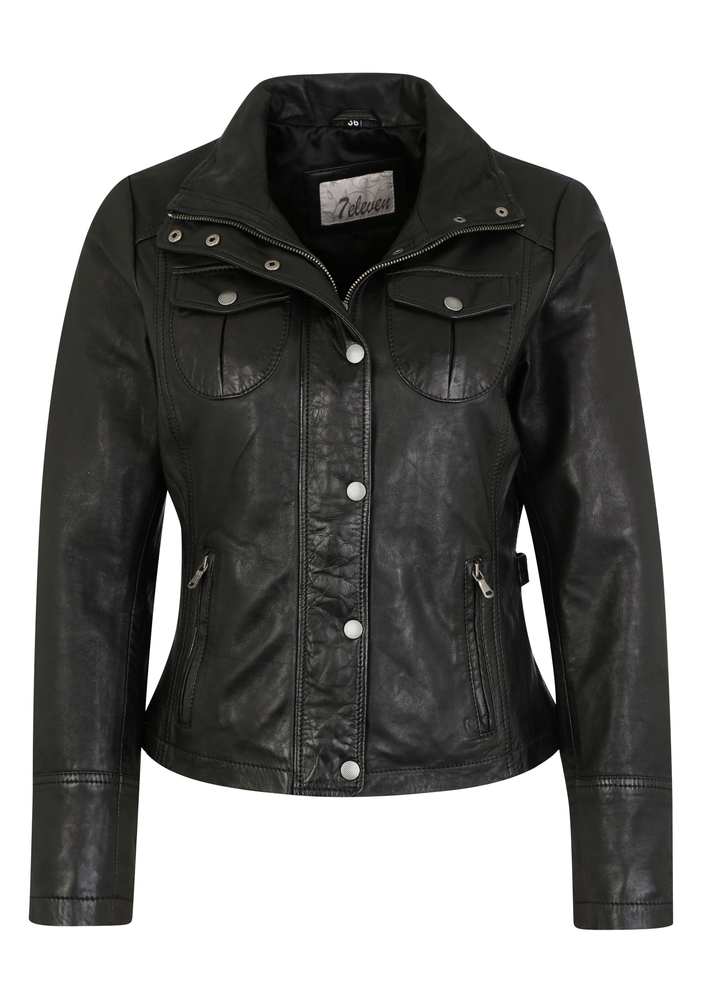 7ELEVEN Bikerjacke in Schwarz: Vorderseite