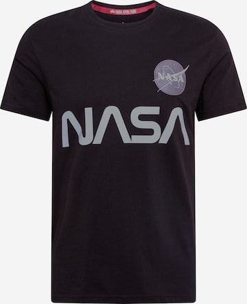 ALPHA INDUSTRIES Μπλουζάκι 'NASA Reflective' σε μαύρο: μπροστά