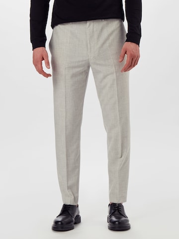 BURTON MENSWEAR LONDON Slim fit Trousers with creases in Grey: front