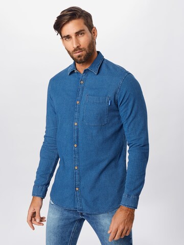 JACK & JONES Regular fit Overhemd 'JAQUES' in Blauw: voorkant