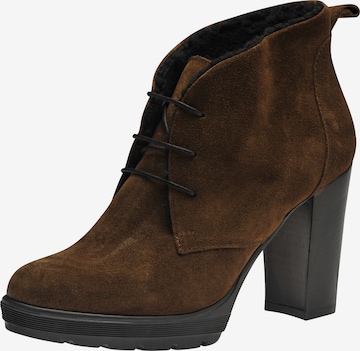 EVITA Lace-Up Ankle Boots in Brown: front