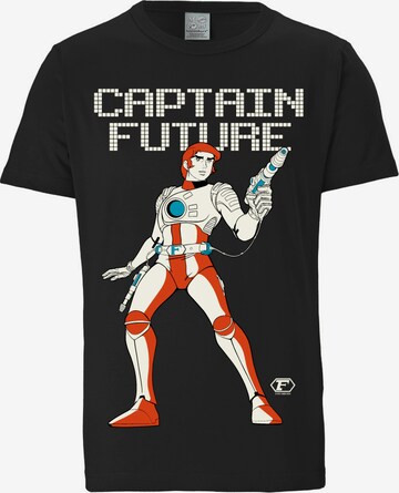 LOGOSHIRT Shirt 'Captain Future' in Black: front