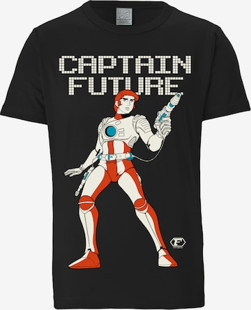 LOGOSHIRT Shirt 'Captain Future' in Black: front