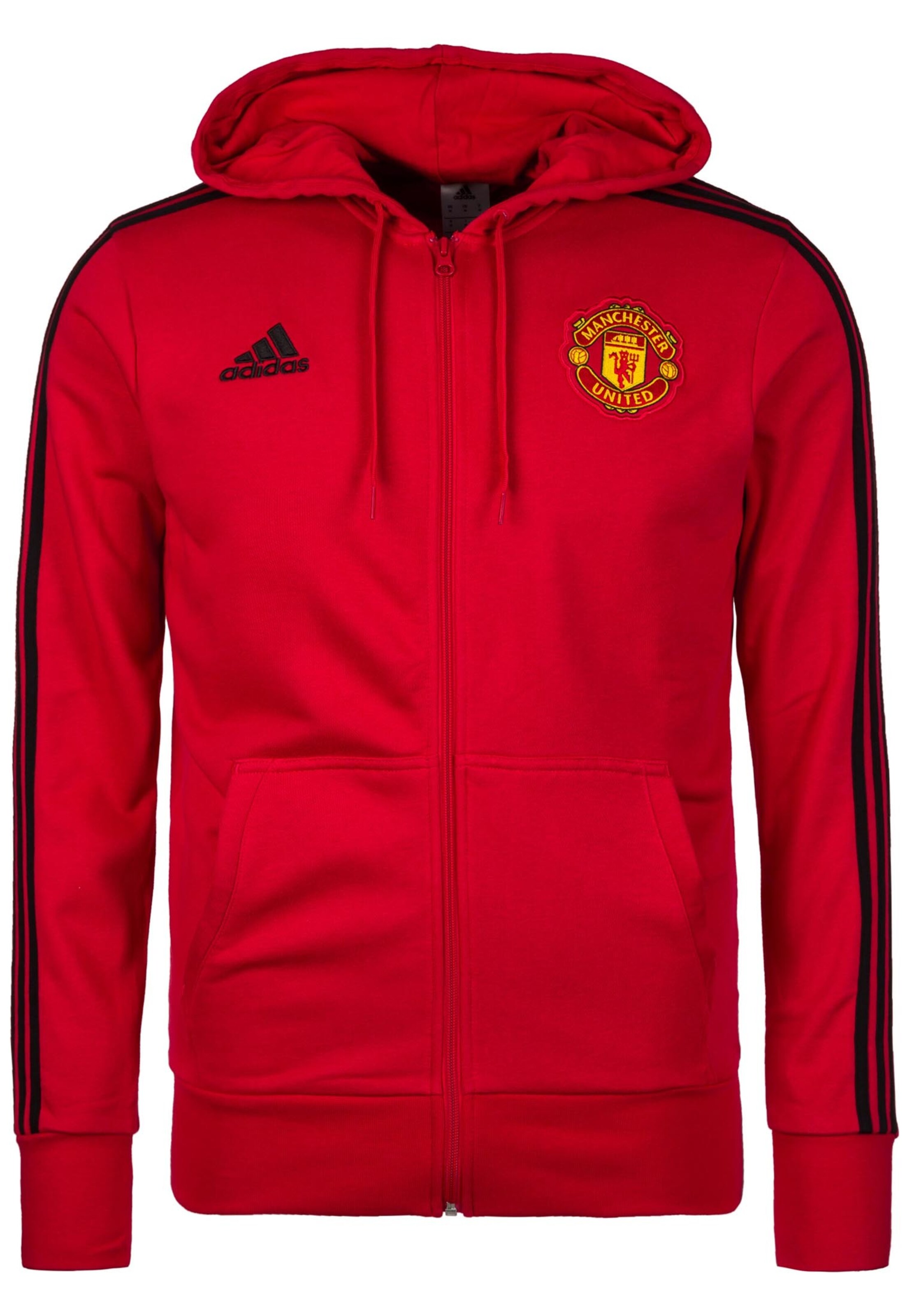ADIDAS PERFORMANCE Sportsweatjacke 'Manchester United 3S' in honig / rot / schwarz, Produktansicht
