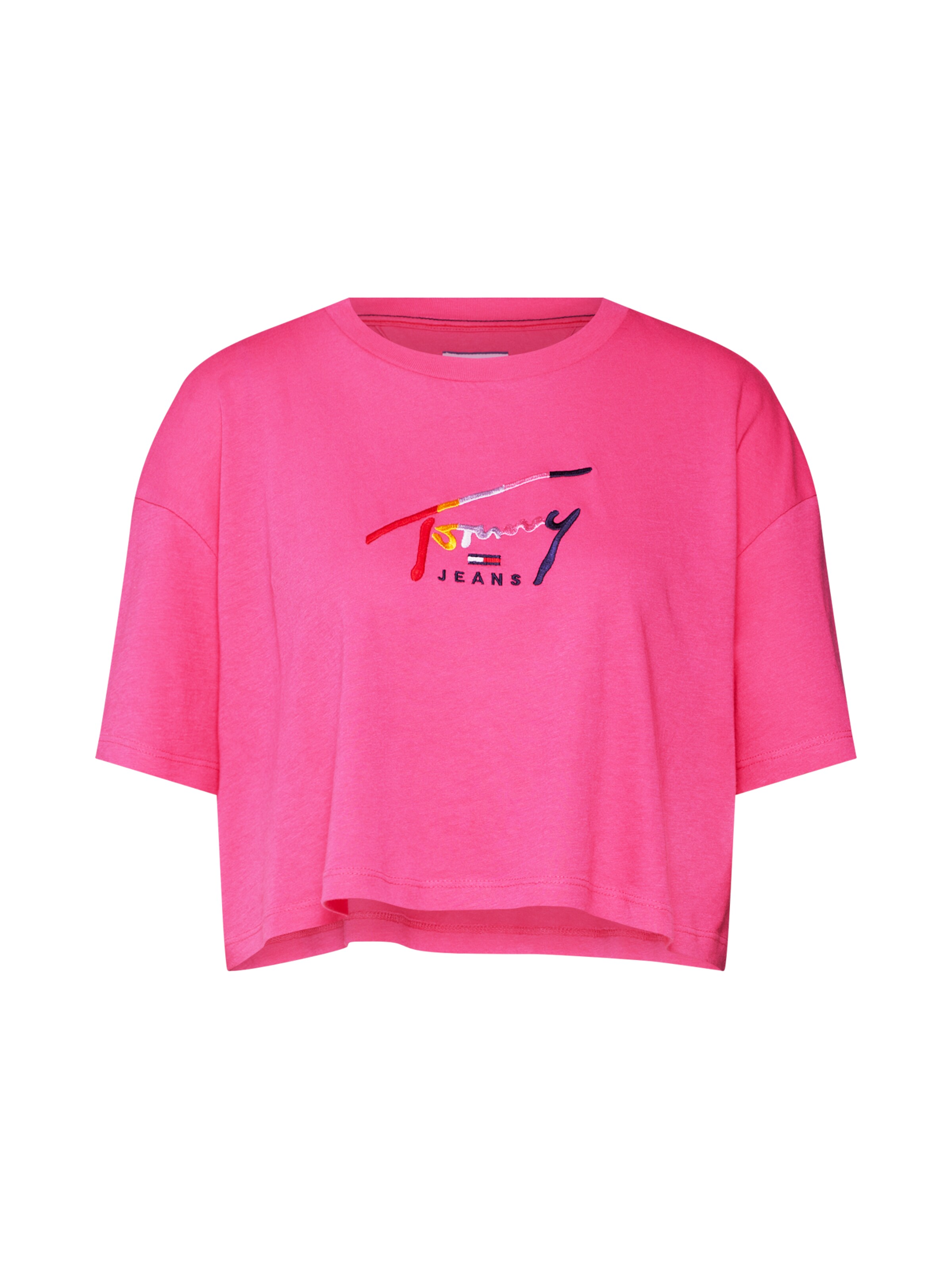 Tommy Jeans - Oversized shirt 'TJW CROPPED TOMMY SCRIPT TEE' in de kleur Gemengde kleuren