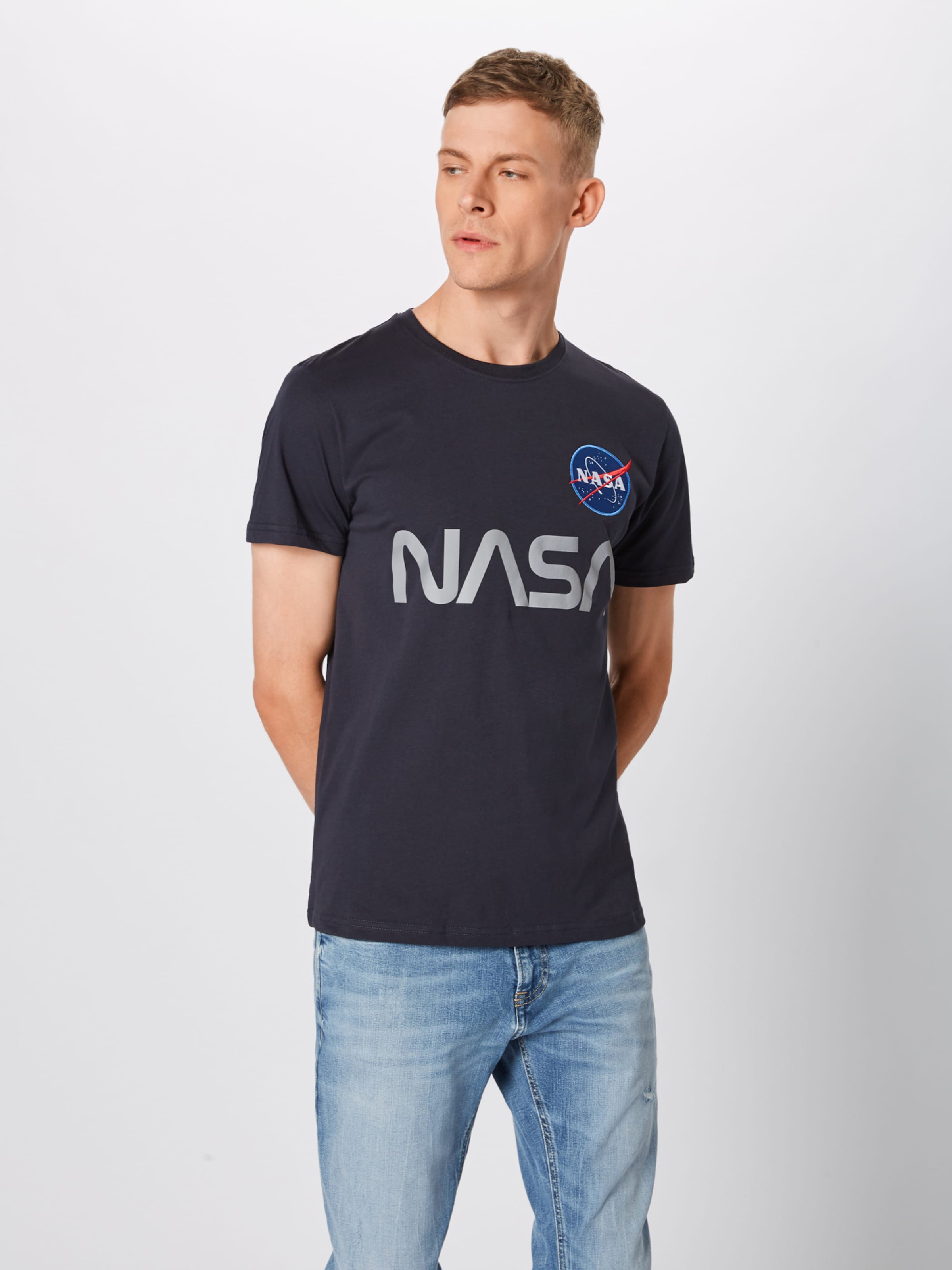 Homme T-Shirt NASA Reflective ALPHA INDUSTRIES en Bleu Foncé 
