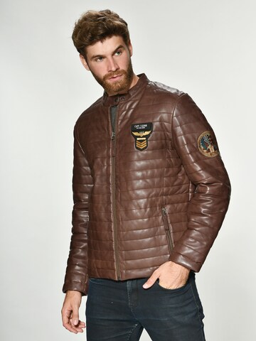 TOP GUN Lederjacke  ' TG-1002 ' in Braun: Vorderseite