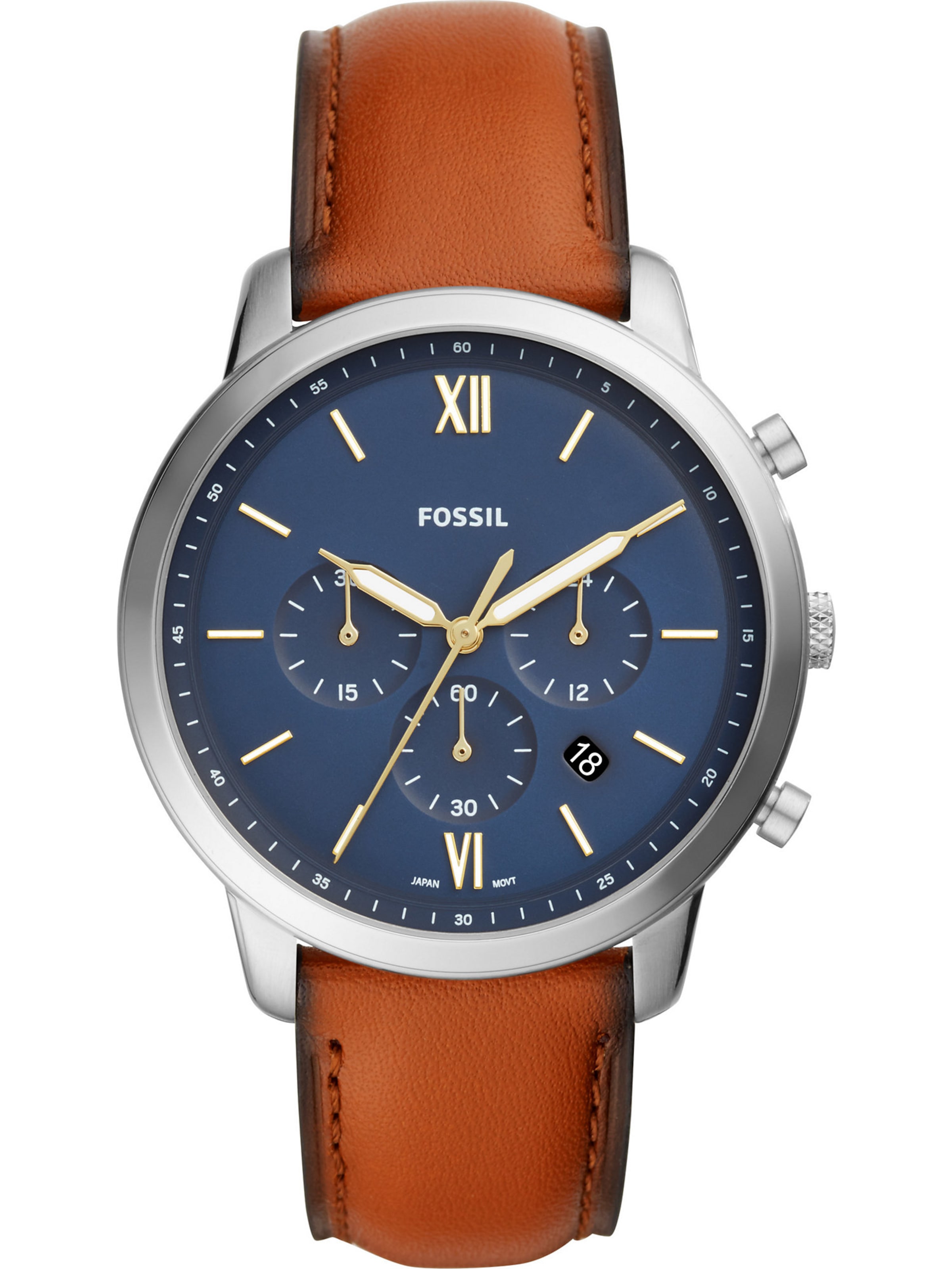 FOSSIL Аналогов часовник 'FS5453' в кафяво: отпред