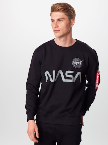 ALPHA INDUSTRIES - Sweatshirt 'Nasa Reflective' em preto: frente