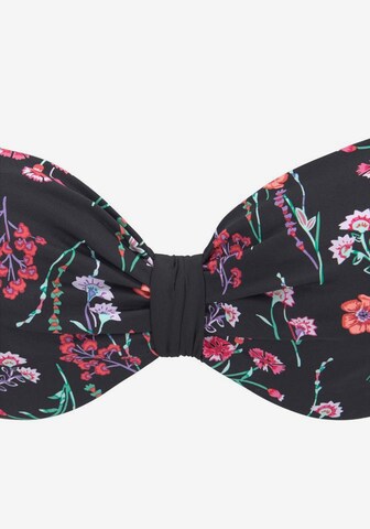 LASCANA Koszulkowy Góra bikini 'Bloom' w kolorze czarny