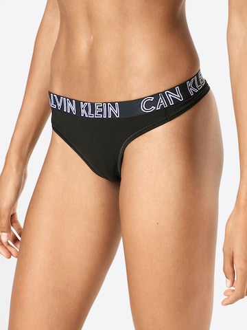 Calvin Klein Underwear String 'THONG' in Zwart: voorkant