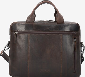 LEONHARD HEYDEN Document Bag 'Roma' in Brown: front