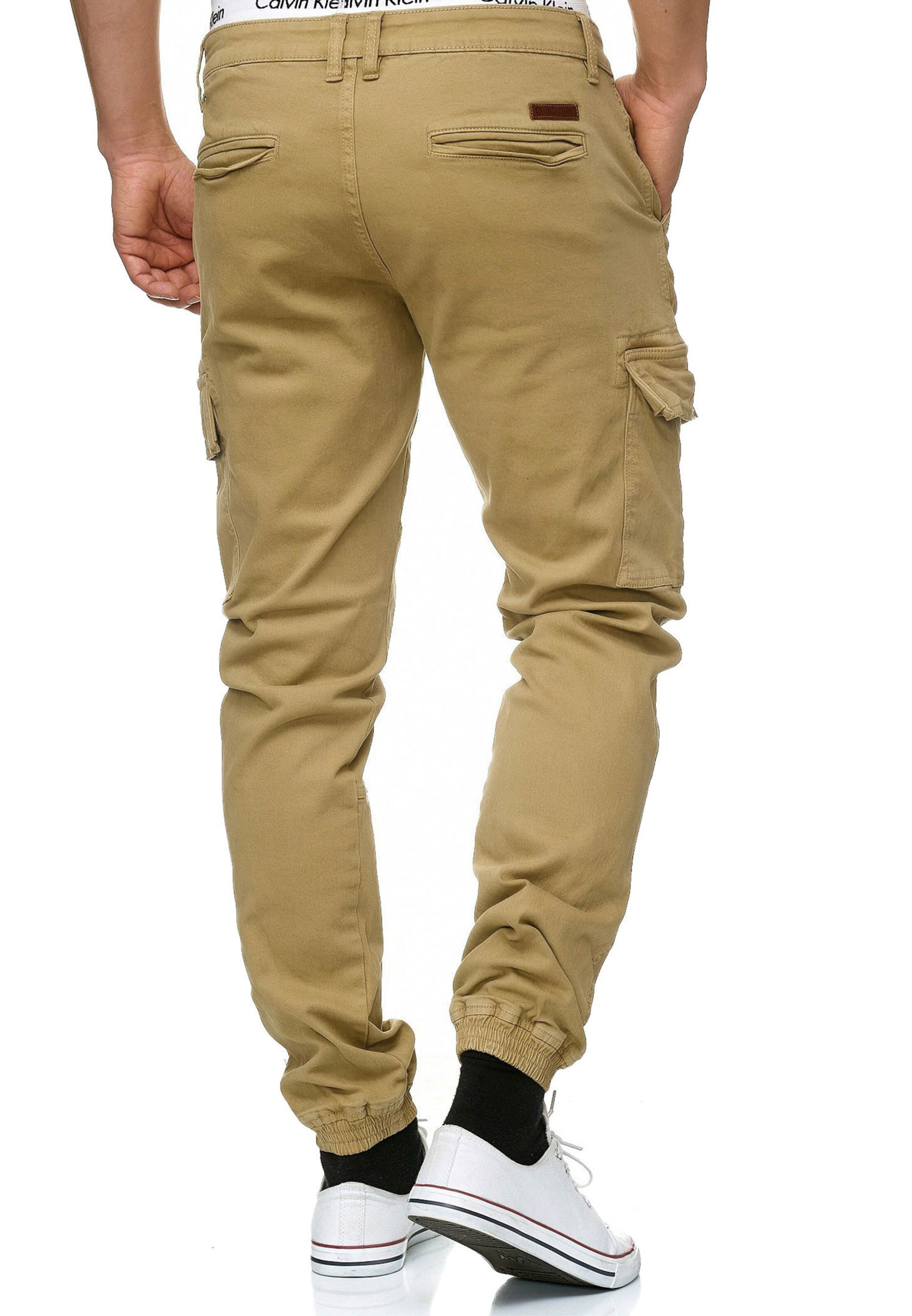 INDICODE JEANS Tapered Cargohose 'August' in Beige