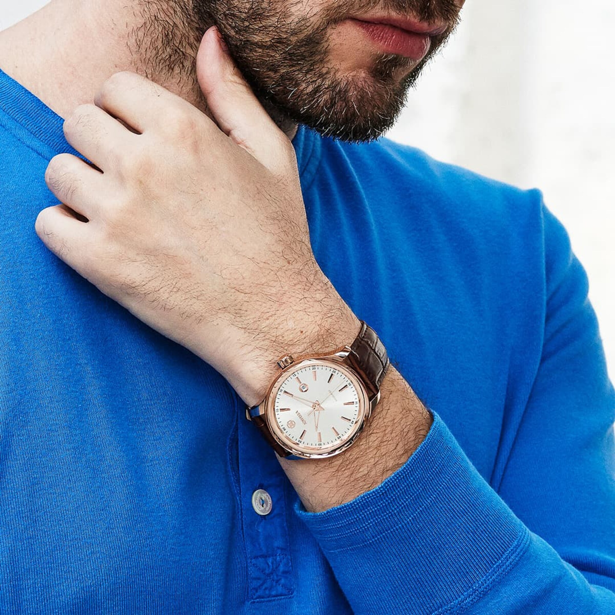 Männer Uhren JOWISSA Quarzuhr 'Tiro' Swiss Men's Watch in Braun - FE32631