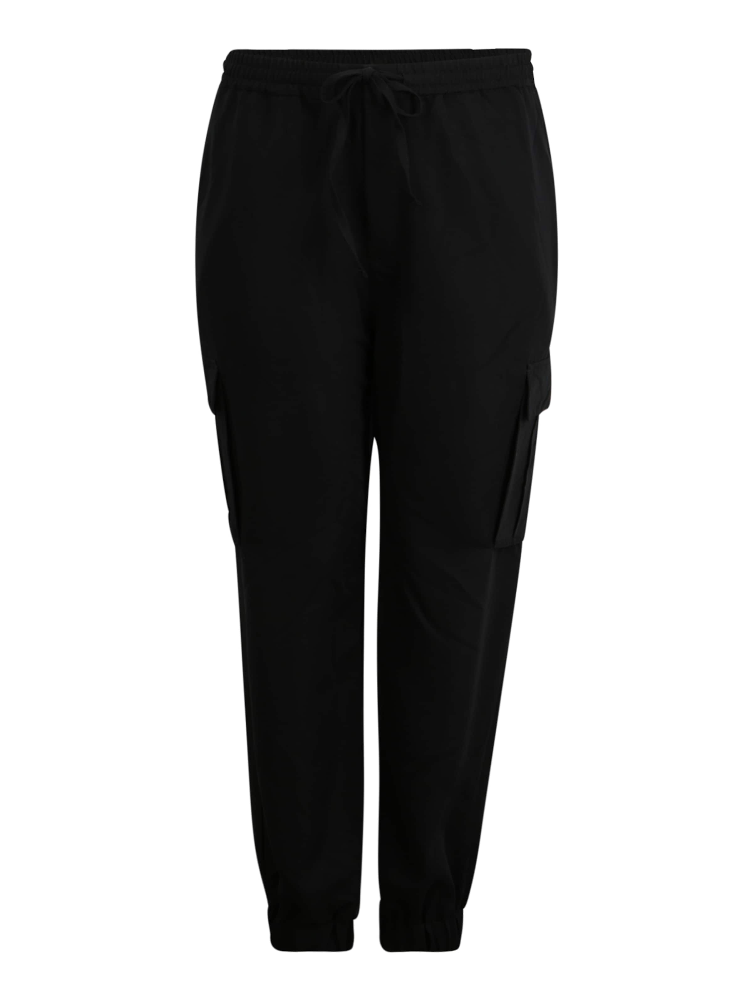 Urban Classics Tapered Cargo Pants in Black: front