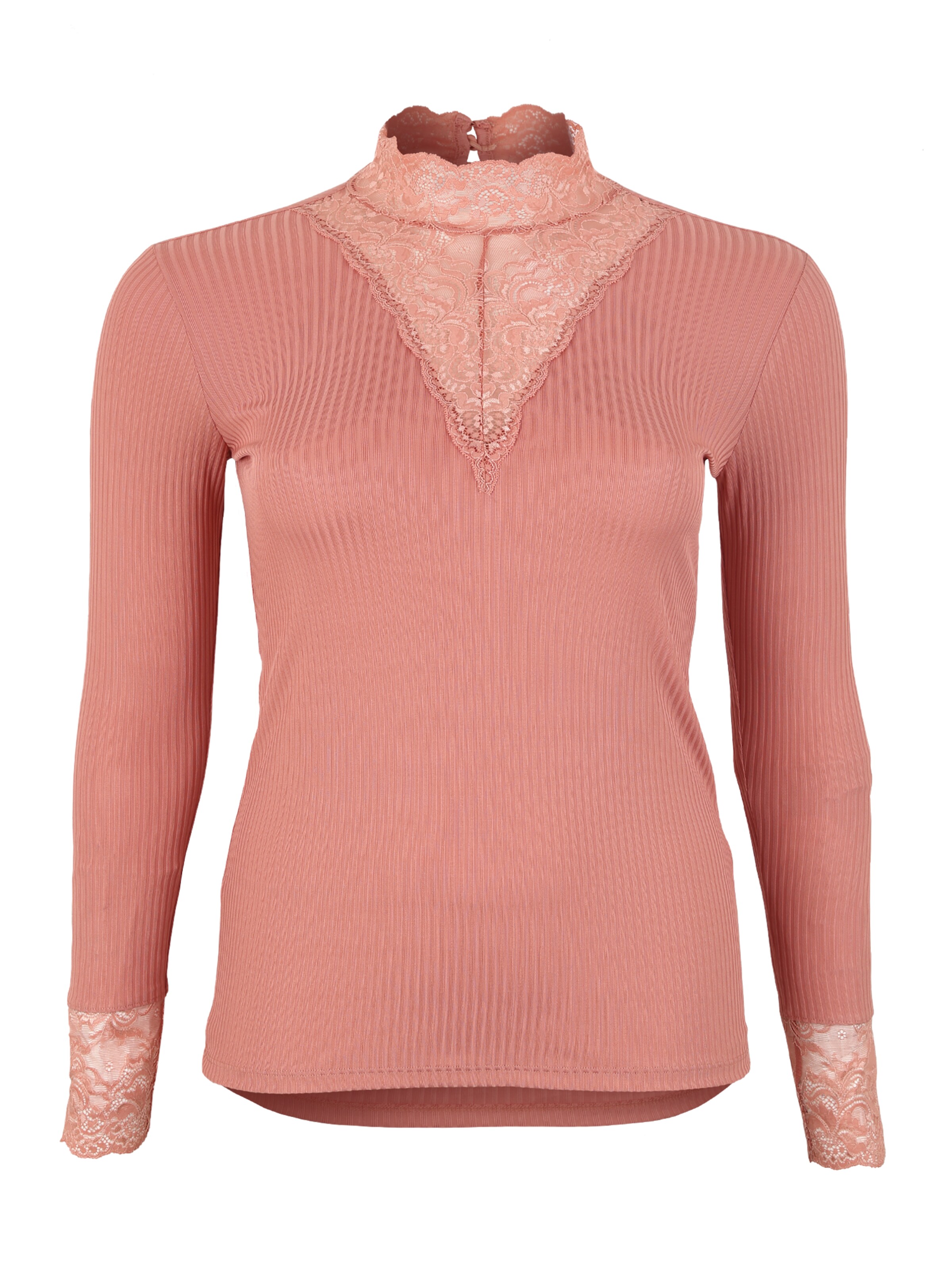 ONLY Carmakoma - Shirt 'LACE HIGHNECK' in de kleur Oudroze