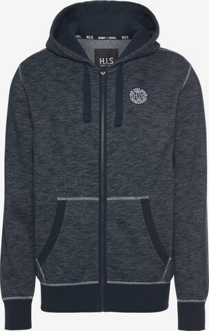 H.I.S Zip-Up Hoodie in Blue: front