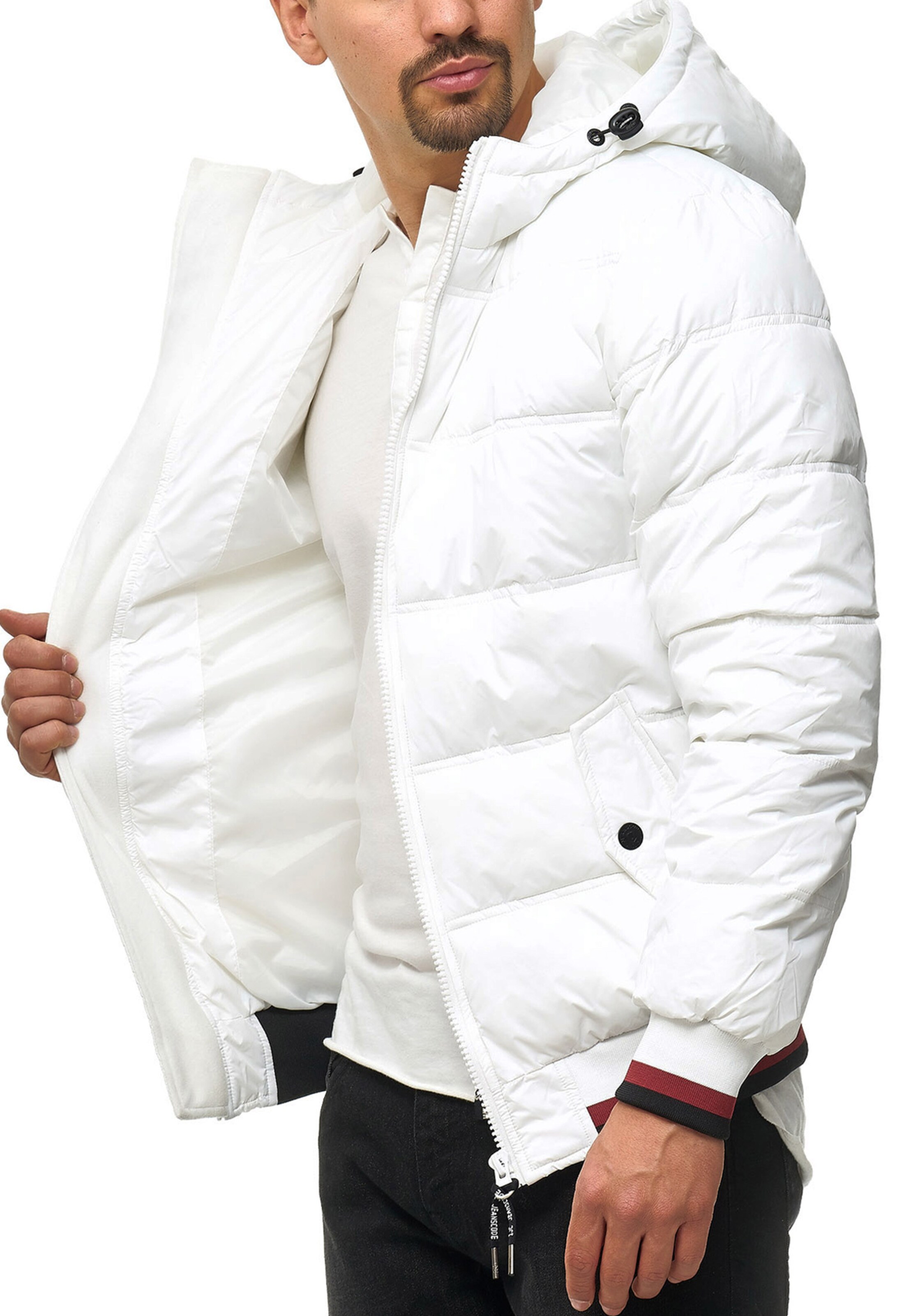 INDICODE JEANS Winterjas 'Bacon' in Wit