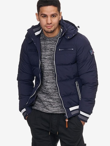 INDICODE JEANS Winter Jacket ' Marlon ' in Blue: front