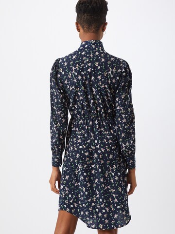 Boohoo - Vestido de verão 'Floral Button through Dress with Pussy Bow' em azul