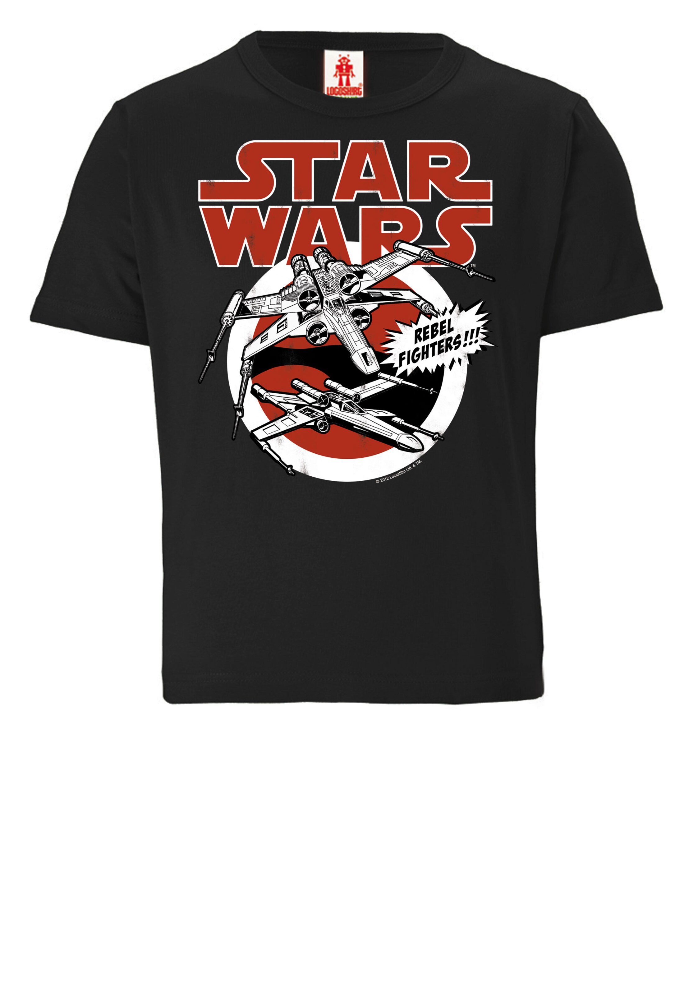 LOGOSHIRT T-Shirt 'X-Wings' in Schwarz: Vorderseite