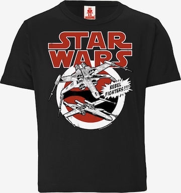 LOGOSHIRT Shirt 'X-Wings' in Black: front