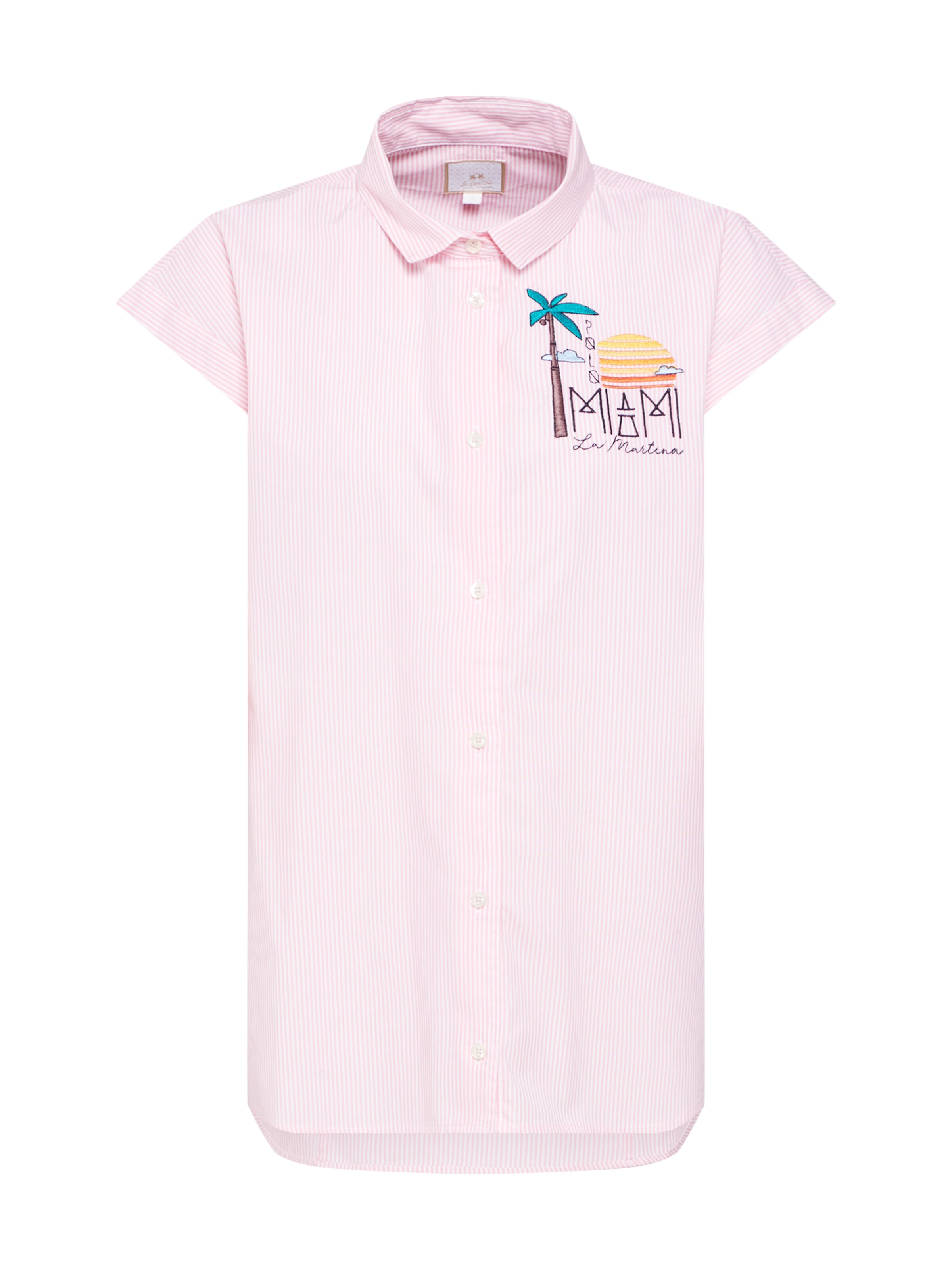 La Martina - Blouse 'WOMAN SHIRT S/S STRIPED POPLIN' in de kleur Rosa