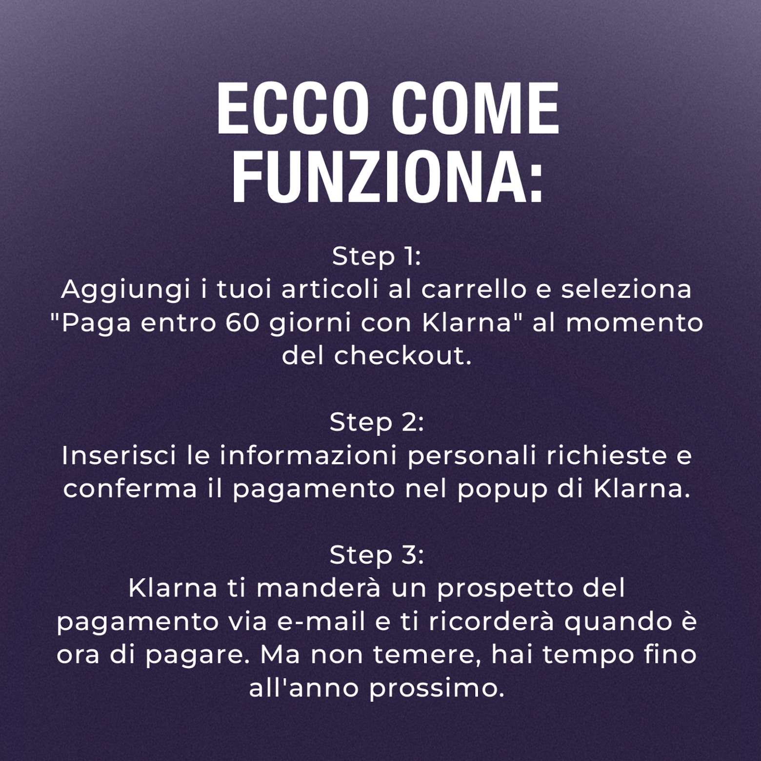 Solo questa settimana Acquista ora, paga l'anno prossimo