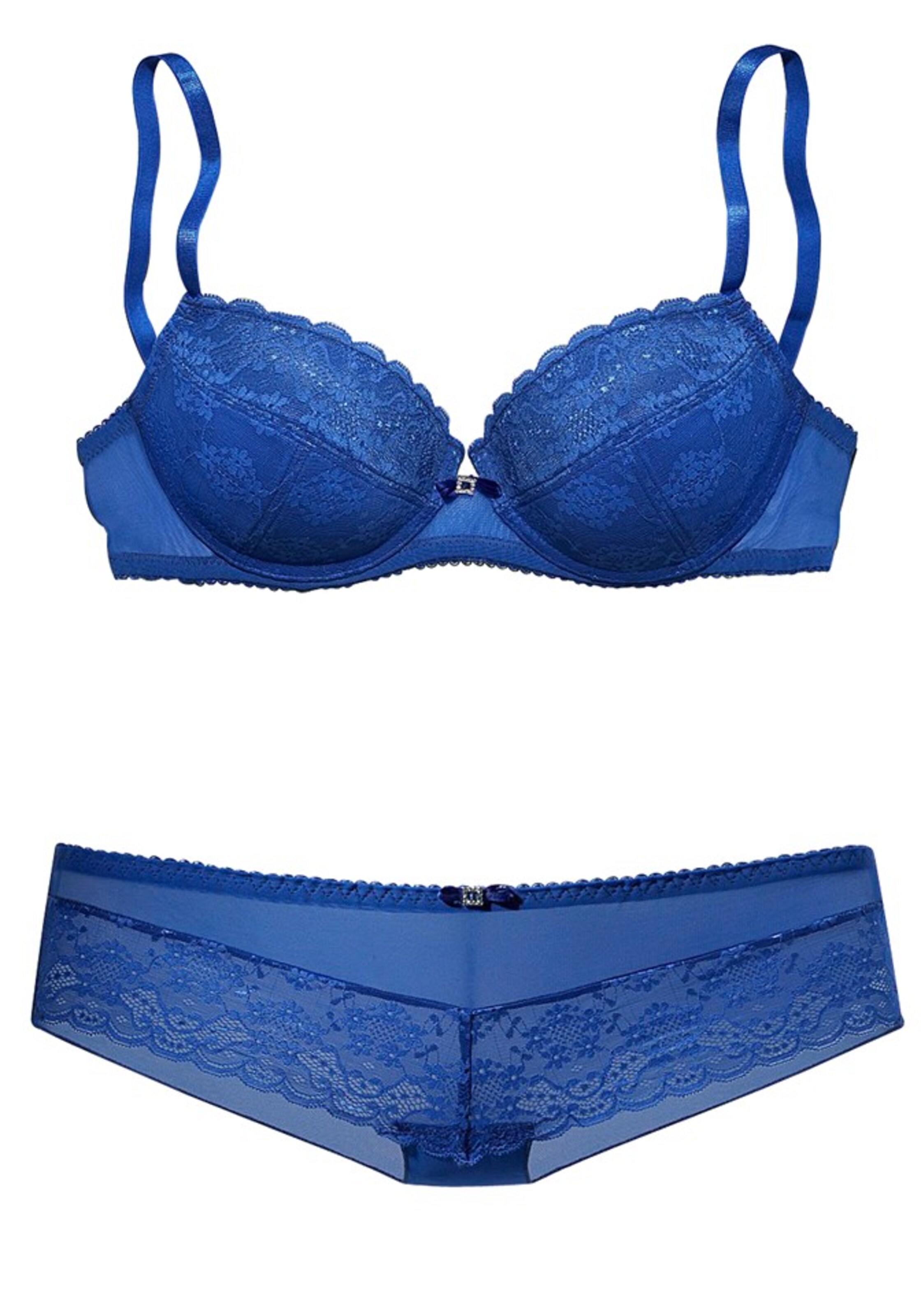 VIVANCE - Set: Push-up-BH und Panty in blau