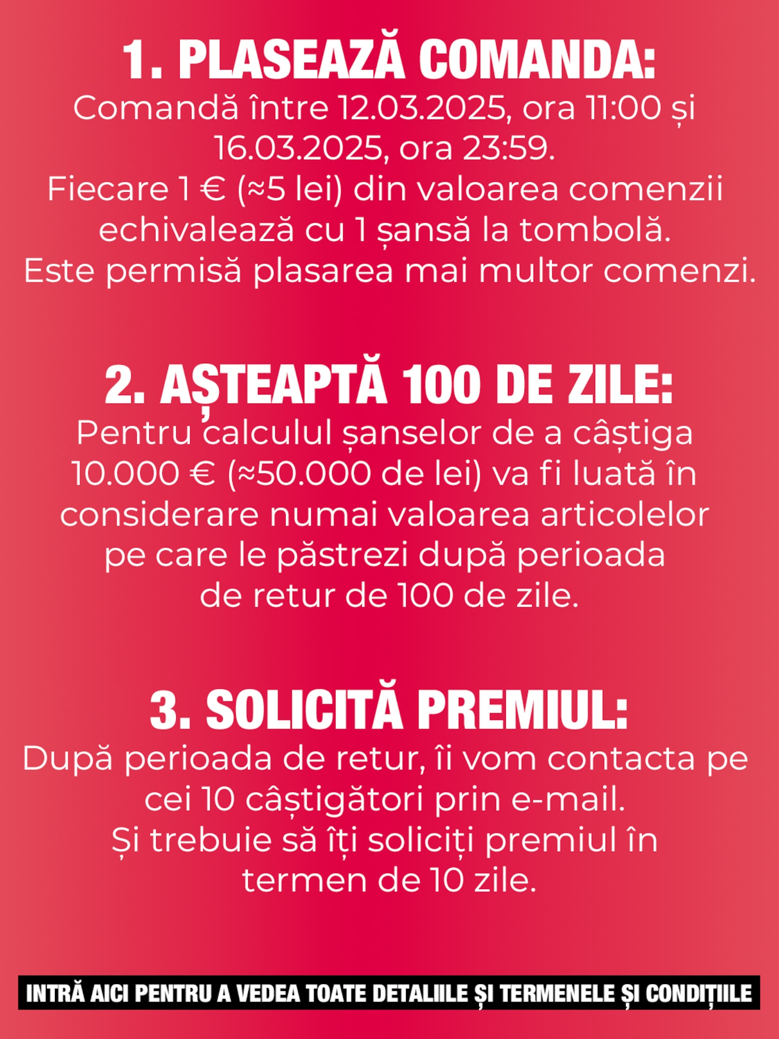 Cumpără acum și ai șansa de a primi unul din cele 10 solduri de cumpărături Câștigă un sold de cumpărături de ≈50.000 de lei