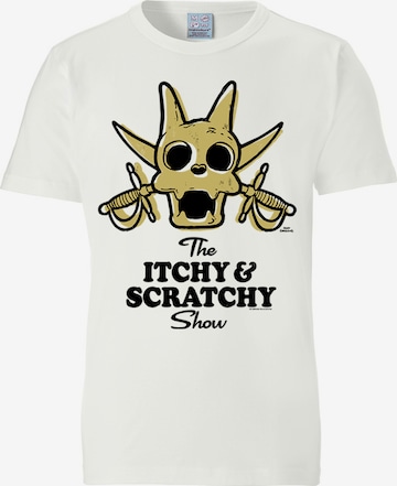 LOGOSHIRT T-Shirt Scratchy - The Simpsons in Weiß: predná strana