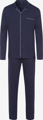 Hanro Long Pajamas 'Day & Night' in Blue: front