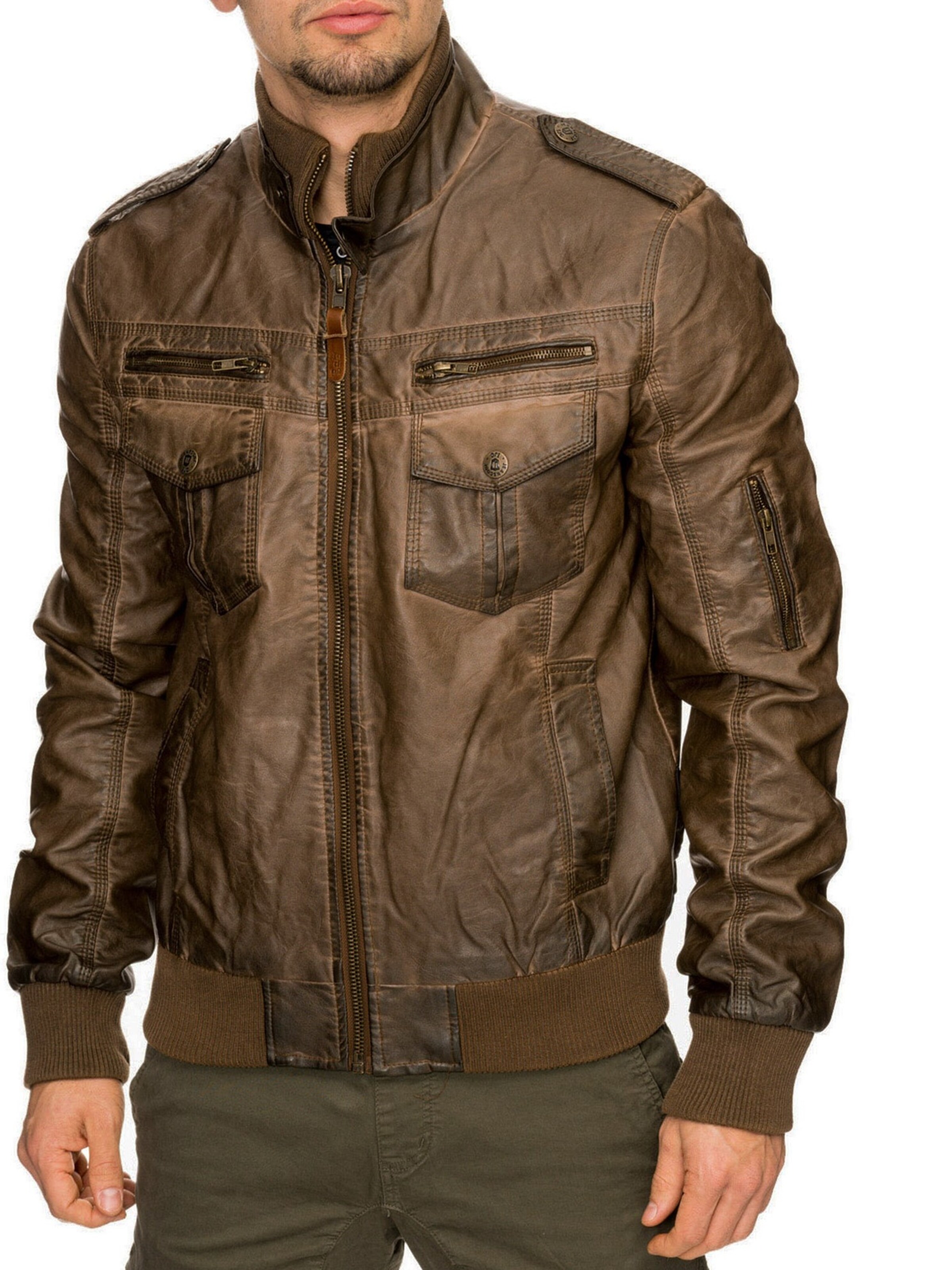 INDICODE JEANS Between-season jacket in Brown: front
